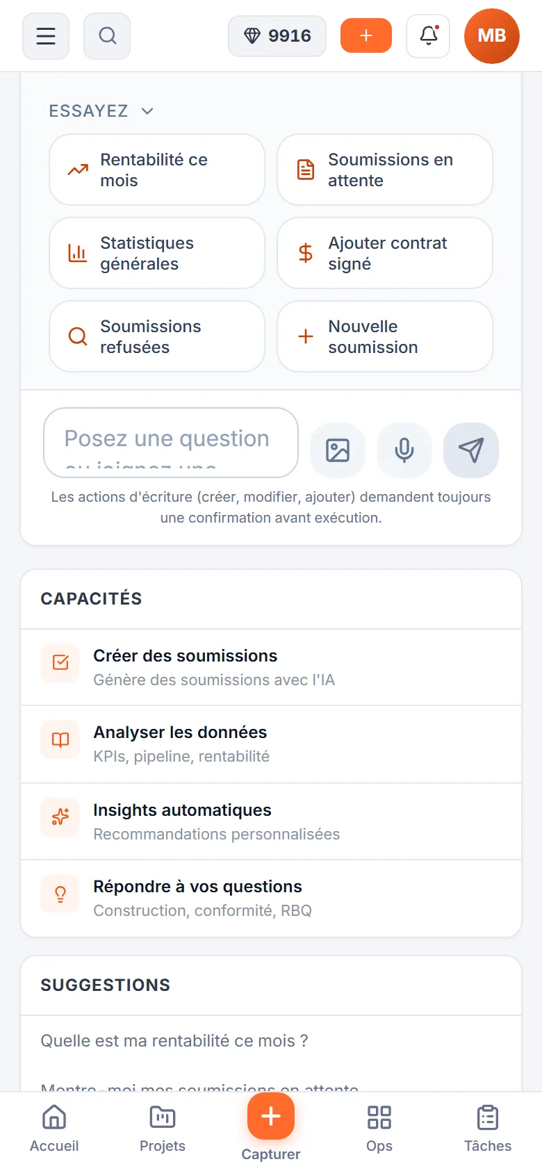 Assistant IA de SubmitX sur téléphone